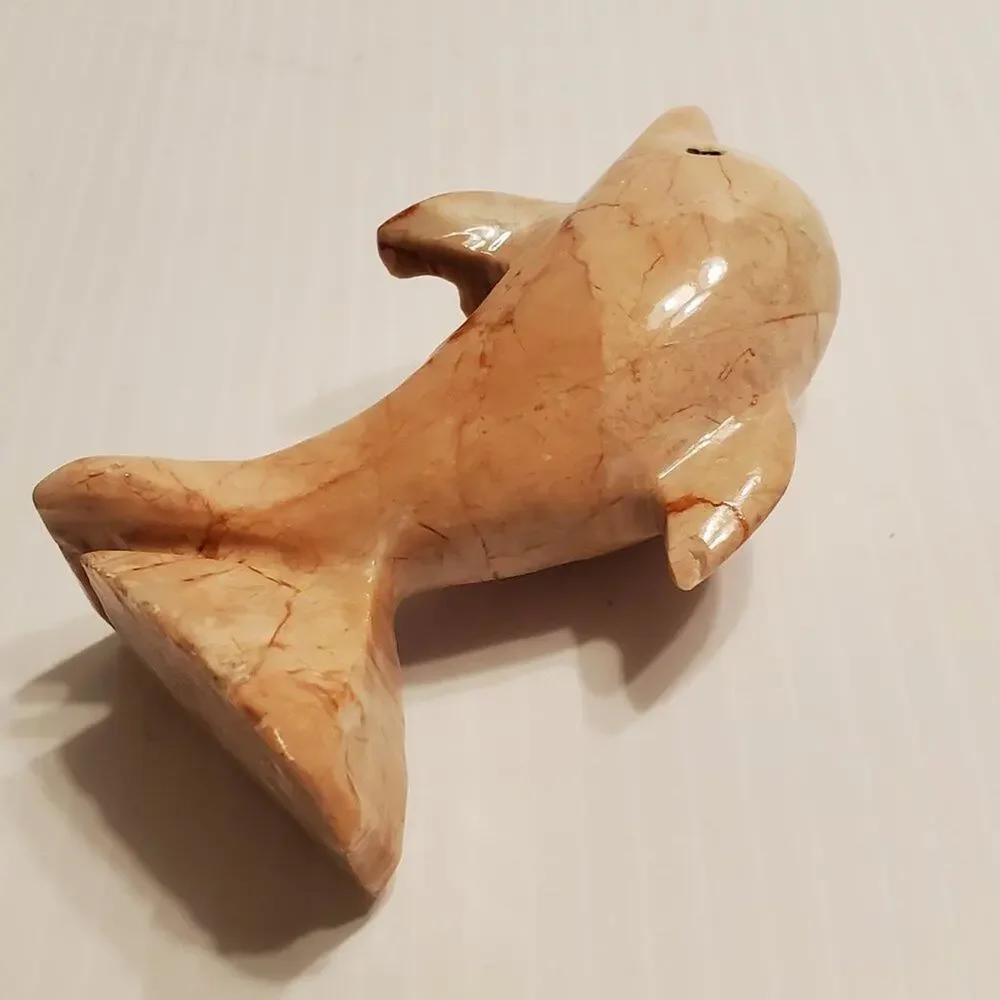Vintage Hand Carved Pink Marble Dolphin 4